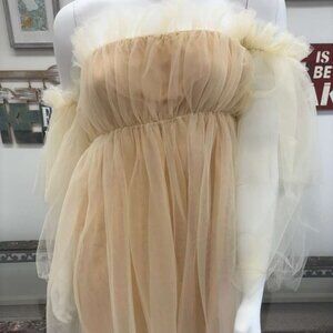 Cream Tulle Off‑Shoulder Mini Dress – Excellent Condition